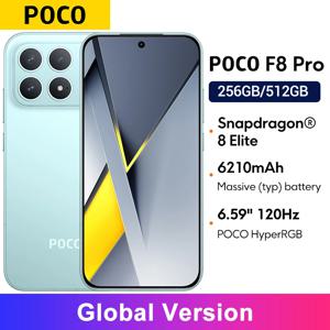 【월드 프리미어】POCO F8 Pro 5G 글로벌 버전 스마트폰 스냅드래곤 ®   8 엘리트 6.59인치 120Hz 하이퍼RGB AMOLED 디스플레이 6210mAh NFC