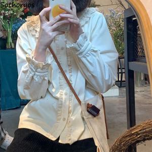 여성용 일본 스타일 셔츠, 카와이 레저 싱글 브레스트 패션, 피터팬 칼라, 학생용 소프트 퓨어 핫 세일, 올 매치, 가을