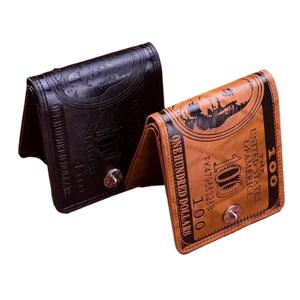 100달러 패턴의 남성용 지갑, 지퍼 카드 홀더와 동전 주머니가 있는 가죽 지갑, 남성용 지갑