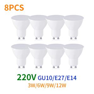 8PCS GU10 E27 E14 Lampada LED 전구 220V Bombillas LED 램프 스포트라이트 3W 6W 9W 12W LED 2835 SMD 실내 조명 홈 인테리어