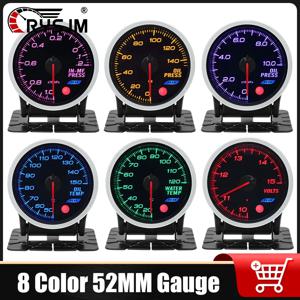 12V 52mm 8색 레이싱카 볼트미터 오일 압력 수온 오일 온도 EGT 배기 온도 터보 부스트 연료 압력 타코미터 게이지 미터