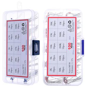 MF52 MF58 MF72 NTC 서미스터 열 저항기 키트 DIY 믹스 저항기 세트 1K 2K 3K 4.7K 5K 10K 20K 47K 50K 100K