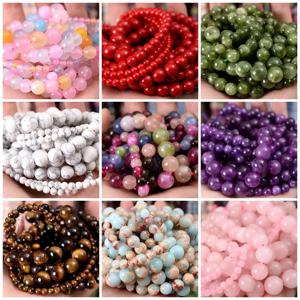 천연 돌 구슬 용암 Jaspers 타이거 아이 석영 마노 보석에 대 한 라운드 루즈 비즈 DIY 팔찌 액세서리 만들기 4-12MM