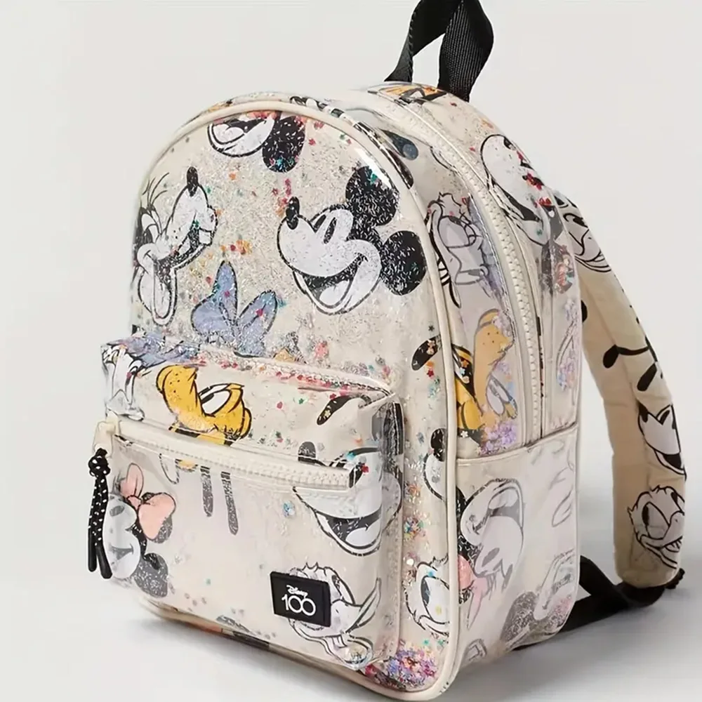 디즈니 미니 마우스 글리터 백팩 - 귀여운 만화 디자인과 조절 가능한 스트랩, 사람들을 위한 투명 여행용 데이팩