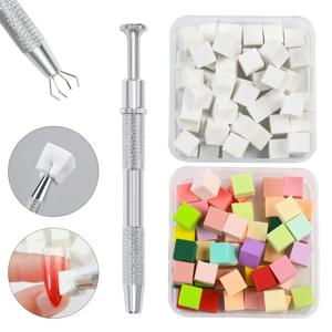 50개/박스 스펀지 그라데이션 네일 아트 스탬퍼 도구 젤 폴리쉬 컬러 그라데이션 브러쉬 글리터 파우더 도팅 펜 매니큐어 도구용