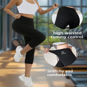 블랙 하이웨이스트 슬리밍 요가 팬츠 피트니스 러닝 7부 바지 짐용 타이트 베이스 레이어 팬츠 뱃살 보정