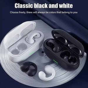 T75 폰 블루투스 헤드셋 5.3 무선 에어 전도 헤드폰 클립 이어 음악 소음 제거 HD 통화 스포츠 게임용 이어폰