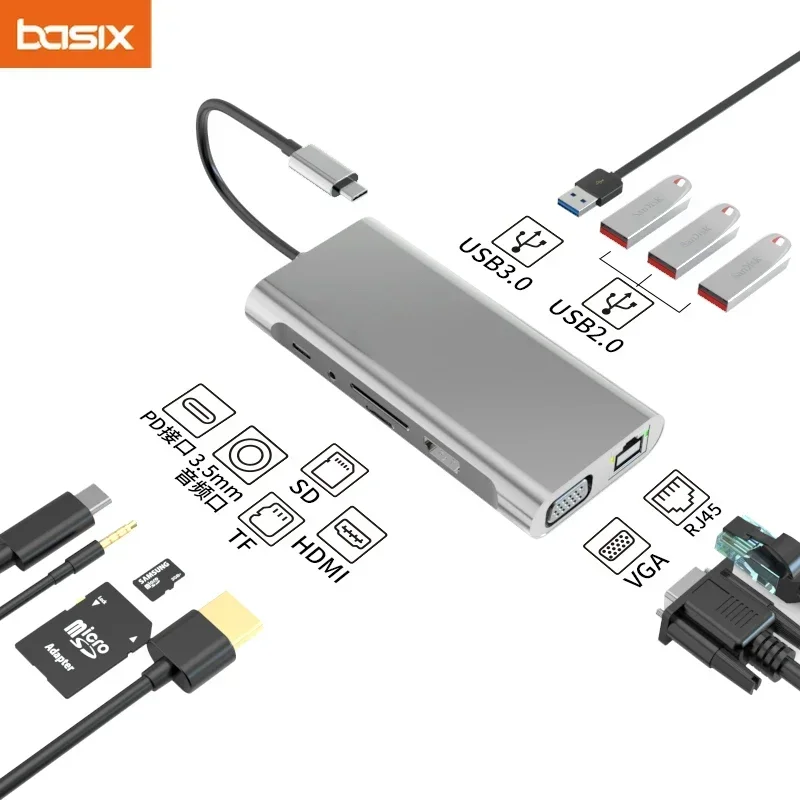 USB C 허브 타입-C 허브 to HDMI 어댑터 4K 썬더볼트 3 TF SD 리더 슬롯 PD 맥북 에어 프로 M2 M1 칩 도크 스테이션