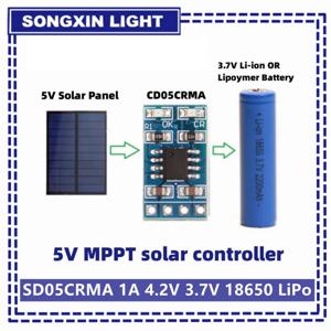 MPPT 태양열 충전 컨트롤러 1A 4.2V 3.7V 18650 LiPo 리튬 이온 리튬 배터리 충전기 모듈 SD05CRMA 태양 전지 패널 배터리 충전