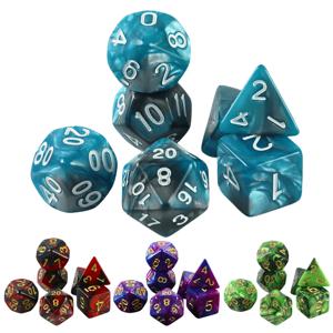 DND 주사위 세트 DND RPG 수학 교육 탁상 게임을위한 7pcs 혼합 색상 다면체 주사위