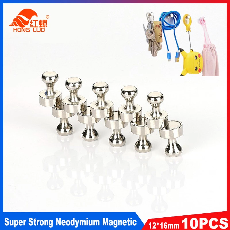 초강력 네오디뮴 마그네틱 푸시 핀, 빨판 엄지 압정, 내구성 스틸 자석 푸시 핀, 냉장고 화이트 보드용, 10 개