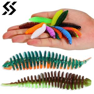 Sougayilang 10Pcs 웜 미끼 부드러운 미끼 40mm 60mm 낚시 미끼 민물 Swimbaits 잉어베이스 파이크 낚시를위한 실리콘 부드러운 미끼