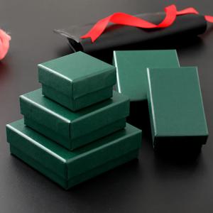 12 팩 흰색 간단한 럭셔리 상자 짙은 녹색 종이 Jewellry 반지 귀걸이 팔찌 목걸이 디스플레이 케이스 보석 주최자 상자