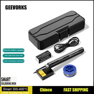 스마트 전기 납땜 인두 키트 800mAh 5V 8W 미니 무선 온도 조절 가능 300-450 ℃   지능형 용접 납땜 도구