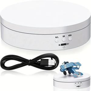 회전 디스플레이 스탠드 사진 제품 및 디스플레이용 360도 전기 회전 테이블(흰색 5.4인치) 138MM