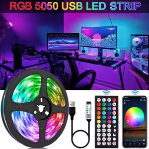 5V USB LED 조명, 방용 5050 RGB LED 스트립, 5.1미터 다이오드 테이프, 게이머 장식용 아이스 스트링 바 조명, 접착식 LED 리본