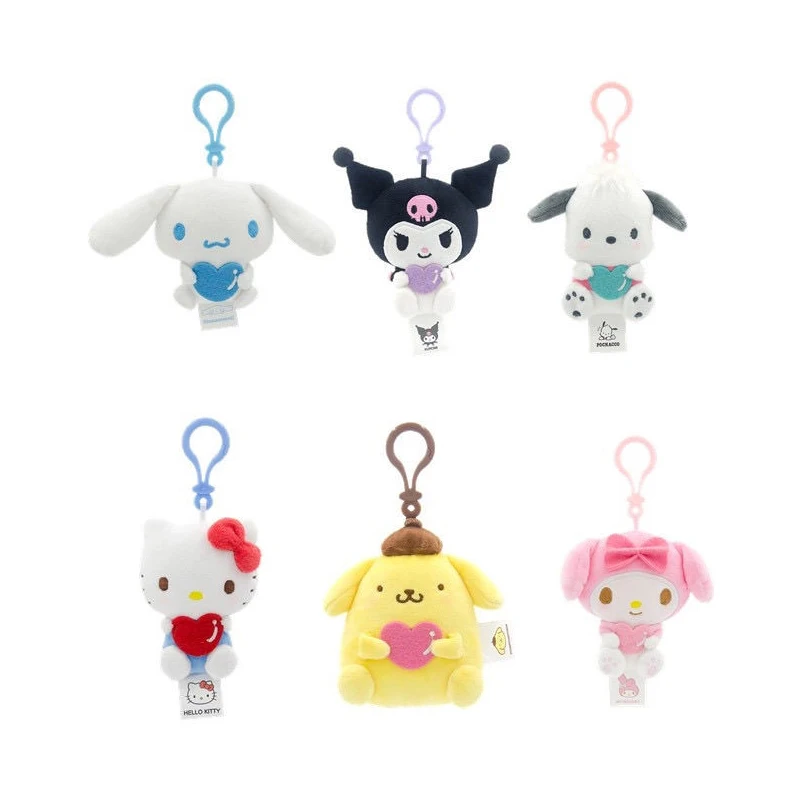 Sanrio 헬로 키티 플러시 작은 매력 내 멜로디 플러시 Kuromi Cinnamoroll 펜던트 Pompom Purin 인형 Pachacco 어린이 장난감 선물