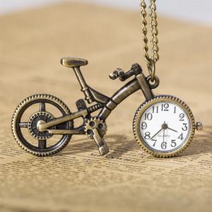 실버 브론즈 레트로 자전거 디자인 포켓 키 링 클립 걸쇠 가방 시계, 쿼츠 시계, 금속 데코 시계
