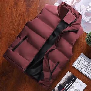 두꺼운 다운 코튼 조끼 남성용 스탠드 칼라 민소매 재킷 겨울 따뜻한 외투 대형 사이즈 캐주얼 패션