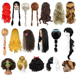 소녀 공주 엘사 안나 가발 아이 할로윈 파티 카니발 위장 벨 수요일 인어 라푼젤 오로라 백설 공주 아리엘 헤어