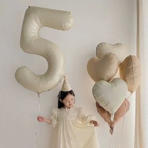 40인치 베이지 크림 카라멜 초콜릿 컬러 레트로 숫자 풍선 123456789   베이비 샤워 생일 파티 웨딩 장식