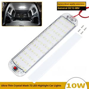 스위치 포함 LED 인테리어 조명 바 스트립 조명, 12V-80V, 72LED 자동차 인테리어 램프 조명, 캠핑 버스, 모터홈 보트 지붕 조명