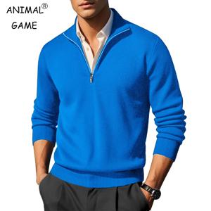 동물 게임 남성용 지퍼 풀오버 캐주얼 가디건 스웨터 솔리드 니트 아우터웨어 따뜻한 울 스웨터 두꺼운 헤비웨이트 스트리트웨어