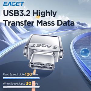 이젯 USB 3.2 플래시 드라이브 2 in 1 미니 USB 및 타입 C 펜 드라이브 32GB 64GB 128GB 펜드라이브 메모리 스틱 플래시 디스크 (PC, 휴대폰용)