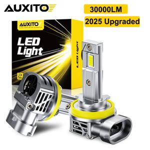 AUXITO 2025 업그레이드 된 H11 H8 LED 전조등 전구 Canbus 깜박임 없음 자동차 하이 로우 빔 터보 9005 HB3 9006 LED 헤드 라이트 30000LM