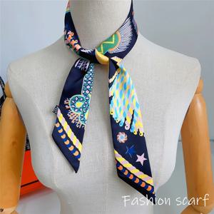 한국어 봄 새로운 체인 버클 장식 리본 작은 스카프 여성 능 직물 묶여 가방 핸들 리본 헤어 밴드 기념품 작은 스카프