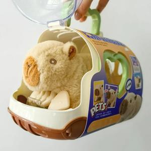 전기 Capybara 산책 인형 장난감 소리 어린이 전기 봉제 인형 장난감 동물 Capybara 플러시 그림 세트 무작위 색상