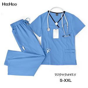 탄성 통기성 간호 기사 외과 유니폼 여성 병원 임상 유니폼 여러 가지 빛깔의 반팔 미용실 착용