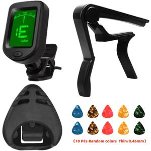 Miwayer 기타 초보자 액세서리 세트(기타 튜너 포함)/기타 카포/10픽(무작위)/플렉트럼 홀더/모든 기타용