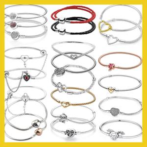 여성을위한 925 스털링 실버 순간 하트 클로저 팔찌 클래식 스네이크 체인 쥬얼리 선물 맞는 오리지널 참 DIY