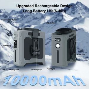 허리 클립 팬 휴대용 미니 목걸이형 팬 USB 충전식 팬 소형 야외 캠핑 스포츠 허리 팬 파워뱅크 LED 포함