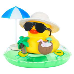 고무 오리 자동차 장식품 삐걱거리는 오리 자동차 대시보드 장식 코코넛 선글라스 우산 포함