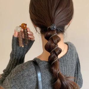 빈티지 볼 하트 스트레이트 탄성 머리띠 여성용 포니 테일 홀더 헤어 타이 Scrunchie Hairband 헤어 액세서리