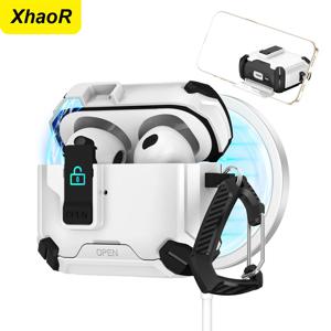 에어팟 프로 2 4 ANC 케이스용 마그네틱 보안 잠금 이어폰 커버, 전체 보호 충격 방지 폰 홀더 헤드폰 커버