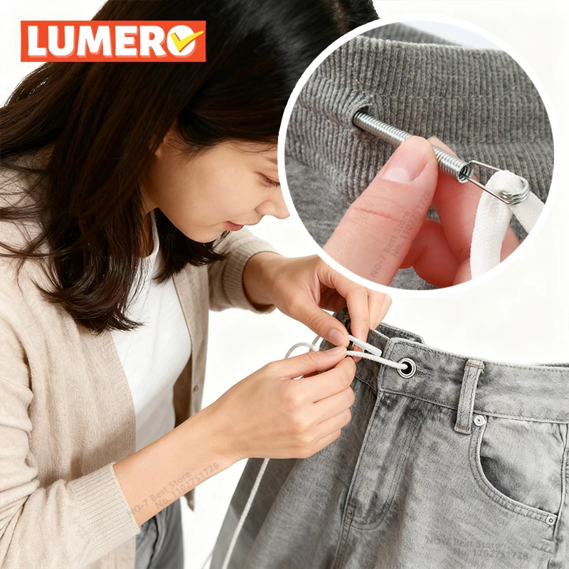 구부릴 수 있는 스프링 드로스트링 스레더, 유연한 금속 탄성 밴드 로프 스레딩 도구, 스웨트팬츠 후드티용, 재봉 액세서리