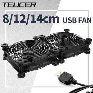 Teucer USB 전원 컴퓨터 PC 케이스 팬 라우터 TV 용 120mm 5V 자동 섀시 쿨러 고양이 냉각 나사 보호 네트 8/12/14cm