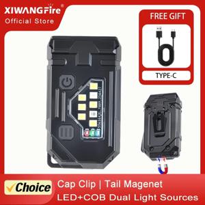 미니 키체인 EDC 손전등 - 펜 클립 및 모자 클립이 있는 충전식 자석 토치 라이트, 야외/낚시용 초강력 램프