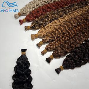 도매 레드 딥 웨이브 헤어 벌크, 보헤미안 브레이드용 100% 인모 헤어 익스텐션, 웨프트 없는 블론드 레드 컬리 613 베트남 헤어 30인치