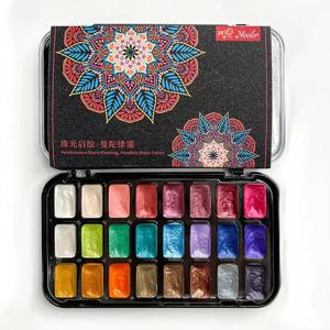 일본 진주빛 수채화 24색 다용도 및 다용도 수채화 안료