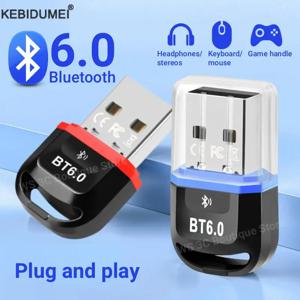 USB 블루투스 6.0 어댑터 블루투스 5.4 동글 (PC 윈도우 11/10/8.1용) 블루투스 수신기 및 송신기 (키보드/마우스용)