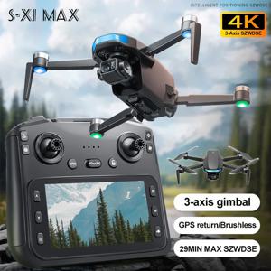 신형 S-X1 MAX 드론 GPS 4K 프로페셔널 HD 360 °   듀얼 카메라 3축 짐벌 스크린 리모컨 브러시리스 RC 쿼드콥터 소년 장난감