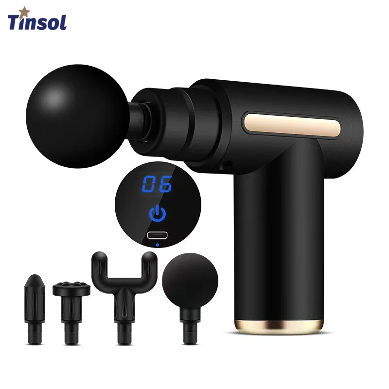 신형 휴대용 근막 마사지건 6단계 강도 딥 티슈 마사지 컴팩트 미니 마사지 기기 전신 사용 가능