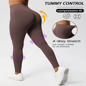 여성용 심리스 크롭 레깅스 - 요가, 러닝, 피트니스를 위한 복숭아 엉덩이 강화 및 리프팅 효과