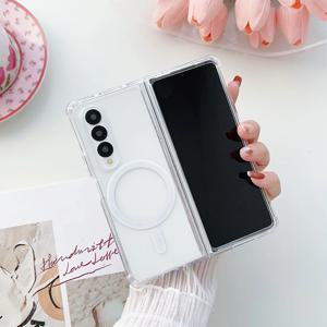 Magsafe 무선 충전 전화 케이스 삼성 Z Fold 6 5 Galaxy Z Fold 3 4 충격 방지 자기 투명 케이스 커버