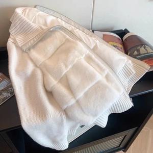 브랜드 위인트 여성 니트 스플라이싱 가죽 퍼 코튼 재킷 고급 아우터웨어 탑 스몰 프래그런스 스타일