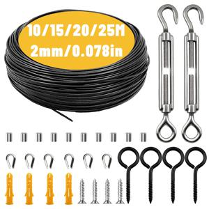 10-25M 강철 와이어 로프 스테인리스 스틸 헤비 듀티 강철 와이어 로프 정원 난간 강철 와이어 울타리 야외 텐트 빨랫줄 키트
